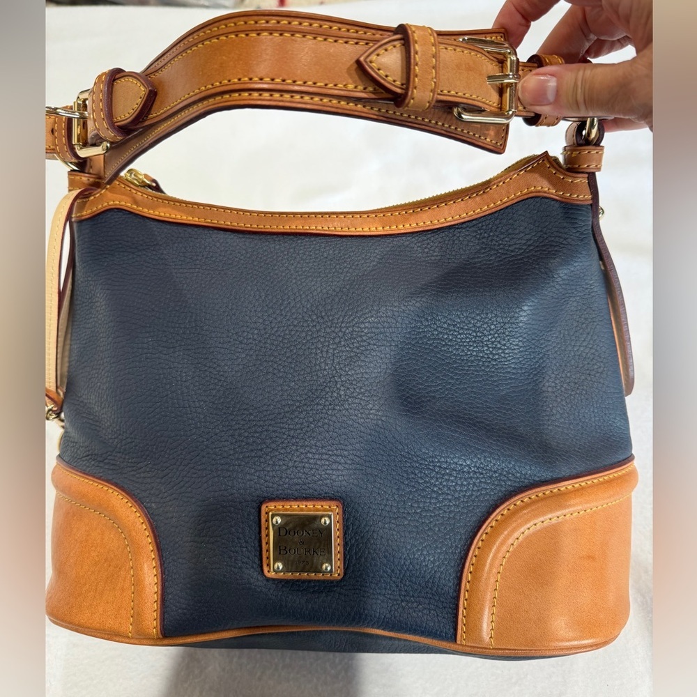 Dooney & Bourke Navy and Tan Satchel